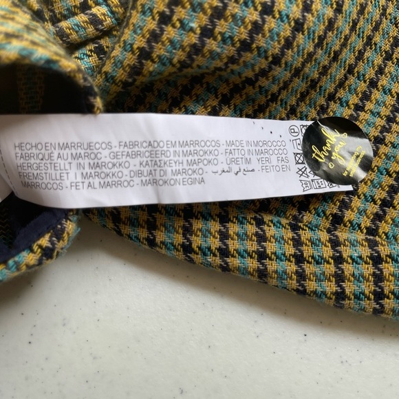 Zara Kids 6-7 Green Plaid Tweed Button Snap Jacket pea green, mustard, turquios - Picture 7 of 9